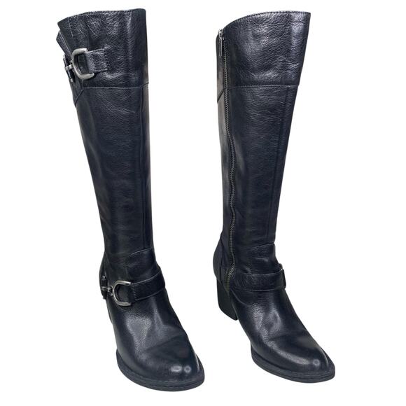 Born Women’s Shaylee Black Leather Side Zip Riding Boots Size US 6 - Picture 5 of 13